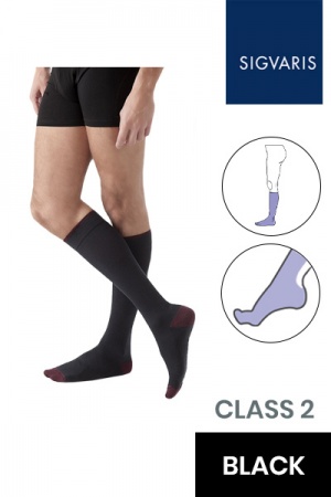 Sigvaris Style Colours Male Class 2 Black and Aubergine Compression Socks